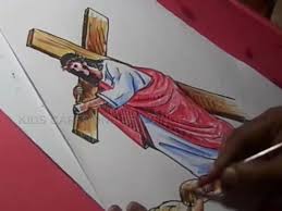 Hand drawn vector illustration or drawing of jesus christ carrying the cross. How To Draw Jesus Christ With Cross Color Drawing Step By Step Video Dailymotion