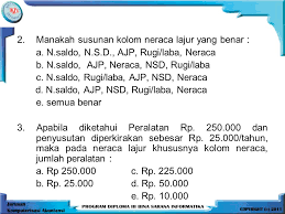 Melainkan, jika berbeda posisi antara debit dan kredit maka akan mengurangi saldo yang akan dicatat pada neraca saldo disesuaikan. Pertemuan Ke 4 Neraca Lajur Work Sheet Ppt Download