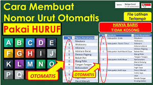 Cara Membuat Nomor Urut Otomatis Pakai Huruf Di Excel Nomor Abjad Otomatis Di Excel Youtube