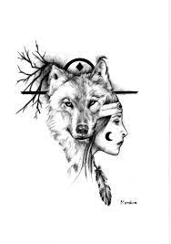 See more ideas about wolf tattoos, native american tattoos, wolf. Native American Girl With Wolf Realistic Tattoo Design By Mandira Wolf Girl Tattoos Native American Wolf Tattoo Native American Tattoo Designs