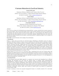 This paper examines the attributes which influence customers decisions to purchase fast food products in malaysia. Pdf Customer Retention In Fast Food Industry
