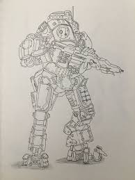 See After The Mega Shaded Drawing I Did One Without A Spec Of Shading On It Lol Atlas From The Original Titanfall Shading Drawing Drawings Sketches