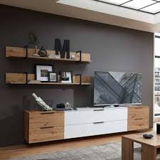 Design Wohnwand Xina In Weiss Und Wildeiche Optik 290 Cm Breit In 2020 Wohnen Haus Deko Haus