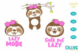 Download Lazy Sloth Baby Girl Svg Sloth Cut Files 555097 Cut Files Design Bundles