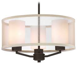 Organza Drum Pendant Light Bronze 3 Light Transitional Pendant Lighting By Destination Lighting