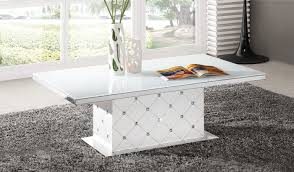 Levono High Gloss Coffee Table In White With Rhinestone High Gloss Coffee Tables Coffee Tables