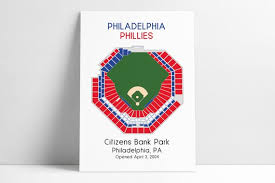 Philadelphia Phillies Mlb Stadium Map Ballpark Map Baseball Stadium Map Gift For Him Stadium Seating Chart Man Cave
