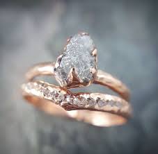 Raw Uncut Diamond Engagement Ring And Wedding Band Uncut Diamond Ring Engagement Cool Wedding Rings Wedding Rings Vintage