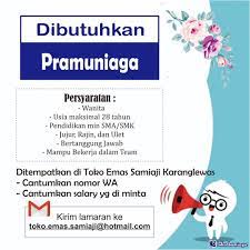 Check spelling or type a new query. Toko Emas Samiaji Karanglewas Membuka Lowongan Pekerjaan Dengan Posisi Pramuniaga Di Bulan Februari 2021