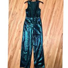 NWT Neiman Marcus Teal Sequin Jumpsuit