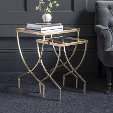Wishbone Glass Top Nesting Side Tables Living Room Side Table Side Table Glass Top Table