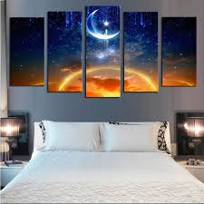 Moon Starry Sky Pattern Unframed Split Canvas Paintings Unframed Wall Art Cheap Canvas Wall Art Canvas Painting