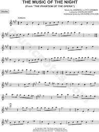 The music of the night. The Music Of The Night From The Phantom Of The Opera Sheet Music Violin Solo In A Major Download Print Sku Mn0093604
