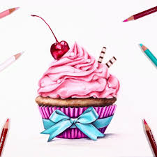 Kirsty Partridge V Instagram Cupcake Coloured Pencil Sketch I Love Using Solvent To Blend My Colour Color Pencil Sketch Color Pencil Drawing Colored Pencils