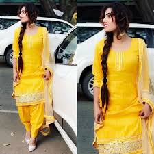 Black And Yellow Suit Girls Yellow Embroidery Punjabi Patiala Salwar Suit For Women And Girls Unstitched Dress Material Patiala Suit Designs Patiala Dress Yellow Punjabi Suit