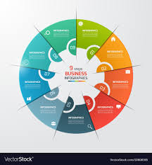 9 Options Pie Chart Circle Infographic Template