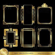 Black And Gold Art Deco Border Gold Art Deco Frames Clip Art Gold Roaring 20s Clipart Etsy In 2020 Gold Art Deco Art Deco Invitations Gold Art