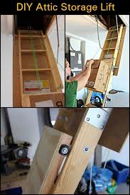 Keep your seasonal clothing and holiday decorations stored in your attic. Store Items In Your Attic With Ease With This Diy Attic Storage Lift Diy Projects For Everyone Attic Storage Garage Attic Storage Attic Renovation