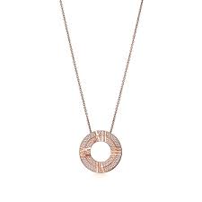 Paloma's studio:bar pendant in 18k gold with baguette amethysts. Atlas X Closed Circle Pendant In Rose Gold With Pave Diamonds Tiffany Co