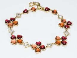 Yves Saint Laurent YSL 1980's Lucite Heart Flower Necklace