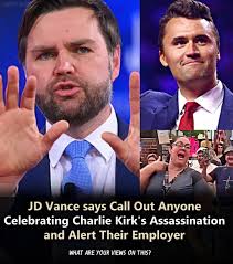 National unity impossible': JD Vance asks to report those who celebrate  Charlie Kirk's killing to employers