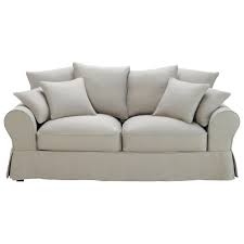 Add Comfort To A Country Cottage Witha Cosym Cushioned Sofa 3 Seater Cotton Sofa In Light Grey Bastide Maisons Du Monde Lit 3 Places Canape 3 Places Canape