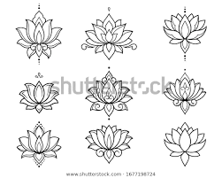 Set Of Lotus Mehndi Flower Pattern For Henna Drawing And Tattoo Decoration In Orient Lotus Tattoo Design Lotus Flower Tattoo Design Simple Lotus Flower Tattoo