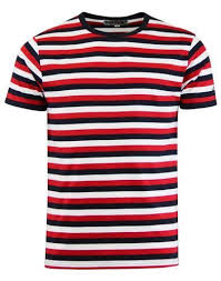 Black And Red Striped T Shirt Mens Bande Tri Stripe Shirt Red Blk Wht Shirts Stripe Tshirt Fur Coat Vintage