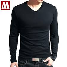 Camiseta Manga Longa Com Capuz Masculina Venda Quente Nova Primavera De Alta Elastico De Algodao Camisetas De Manga Longa Para Homens V Pescoco Camisas Manga Longa Camisas Para Homens Camisas Slim Fit