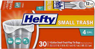 Members mark power flex tall kitchen drawstring trash bags (13 gallon, 2 rolls of 100 ct, 200 count total), white. Amazon Com Hefty Small Garbage Bags Flap Tie Unscented 4 Gallon 30 Count Pack Of 12 360 Total Health Personal Care
