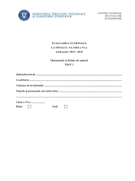 Descarcati de mai jos setul nr. Evaluare Nationala Clasa A Vi A Proba De Matematica Si Stiinte Test 1