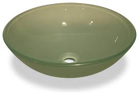frosted green glass vessel sink no