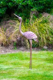 Crane birds & birdhouses metal garden ornaments & statues. Creekwood Crane Bird Statuary Garden Statue Bronze Buy Online In India At Desertcart In Productid 171983375