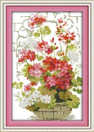 us 4 99 42 off joy sunday beautiful pink geranium cross stitch pattern kits handcraft make embroidery with chart in package from home garden on