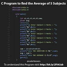 C Program To Find The Average Of 5 Subjects C Programming Learning Programming Tutorial Basic Computer Programming