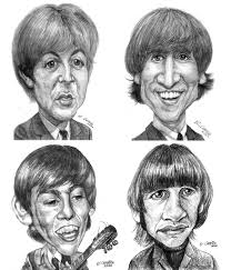 Por motivo de su Grammy de este año 2025 al 'Best Performance', les publico  el montaje de mis cuatro caricaturas de **The Beatles**.