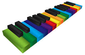 Teclado Del Piano Con Colores Del Arco Iris Keys En 3D Aislado En Blanco  Ilustración De Fondo Ilustraciones svg, vectoriales, clip art vectorizado  libre de derechos. Image 23645105