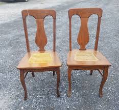 Pair Of Vintage Antique Tiger Oak T Back Cane Wood Chairs Claw Foot Quarter Sawn Country Wood Chair Chair Tiger Oak