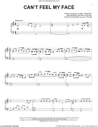 Weeknd Can T Feel My Face Sheet Music For Piano Solo Pdf