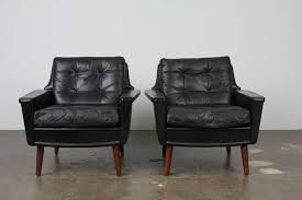 The most common leather mid century chair material is faux leather. Pair Of Black Leather Mid Century Modern Danish Lounge Chairs At 1stdibs