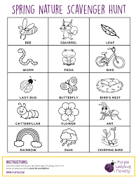 Spring Nature Scavenger Hunt Free Printable By Plbfun Purple Ladybugs Fun Activities For Kids Scavenger Hunt