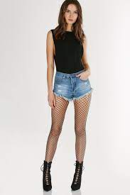 Fishnets with shorts and crop top