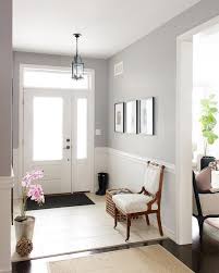 Let it dry completely, and then start your project. Entry Way With Chair Rail And White And Gray Paint Vintage Chair Traditional Decor Living Room Paint Living Room Grey Dining Room Paint