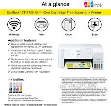 This combo package installer obtains the following items: Buy Epson Ecotank Et 2720 Wireless Color All In One Supertank Printer With Scanner And Copier White Online In Italy B07pydnf7l