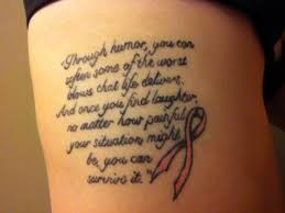 Lock and bow breast cancer ribbon tattoo. 12 Cancer Quote Tattoos