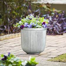 Better Homes Gardens 16 X 16 15 77 Ellan Silver Faux Galvanized Resin Planter Walmart Com Plastic Planter Resin Planters Garden Bulbs
