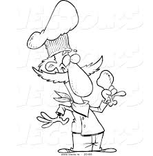 Clipart picture of a pig chef cartoon character holding a spatula. Vector Of A Cartoon Chef Holding A Chicken Drumstick Coloring Page Outline By Toonaday 22466