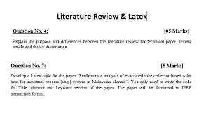 Ieee strongly encourages use of the conference manuscript templates provided below. Literature Review Latex Question No 4 05 Marks Chegg Com