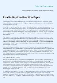 You can find many other examples of a critique paper at the university of minnesota and john hopkins university. Rizal In Dapitan Reaction Paper Essay Example