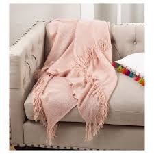 Pink Fringe Hem Throw Blankets 50 X60 Saro Lifestyle In 2020 Light Pink Throw Blanket Pink Throw Blanket Solid Throw Blanket